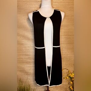 Talbots Black and White Cardigan Vest